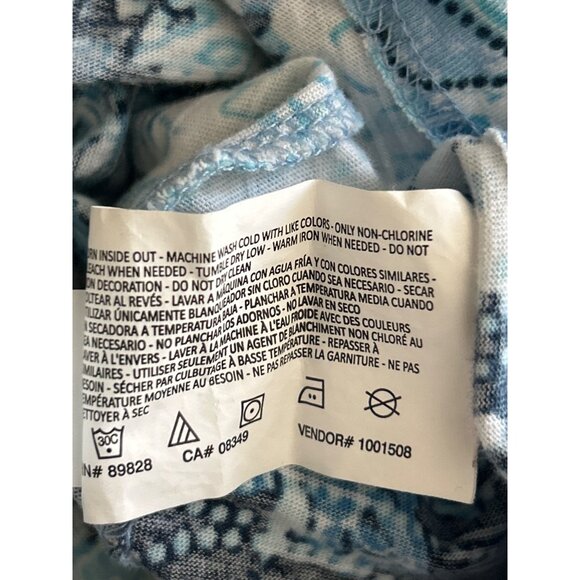 Gloria Vanderbilt  V-Neck Blue & White Floral Print Top Side Drawstrings Small - Picture 7 of 9